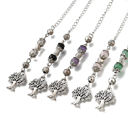 Сплав дерева биолокационные маятники, с латунной фурнитурой с покрытием и бусинами из натуральных и синтетических драгоценных камней