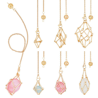 6 шт. 3 стили 304 цепочка из нержавеющей стали макраме мешочек пустой держатель для камней маятники для биолокации