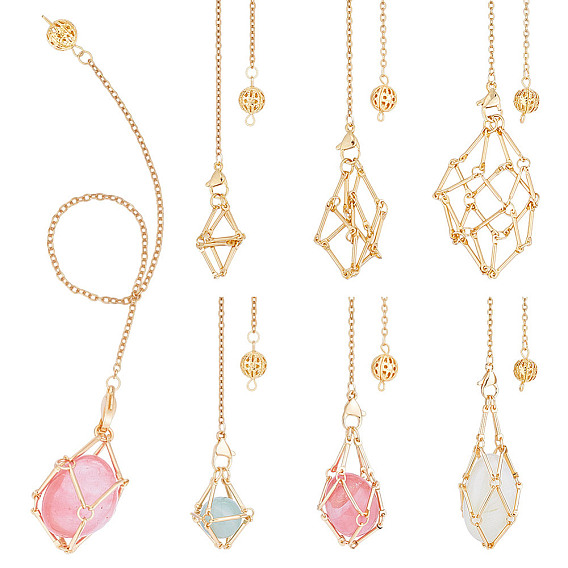 6 шт. 3 стили 304 цепочка из нержавеющей стали макраме мешочек пустой держатель для камней маятники для биолокации