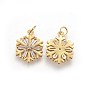 Brass Cubic Zirconia Pendants, Long-Lasting Plated, Snowflake