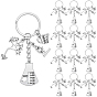 20Pcs Alloy Chemistry Theme Keychains, with Iron Split Key Rings, Microscope & Measuring Cylinder & Brain Neuron