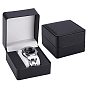 2 шт. коробки для хранения часов из искусственной кожи с бархатной внутренней частью, чёрные