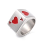Titanium Steel Finger Rings, Finger Rings for Men, with Playing Card Pattern