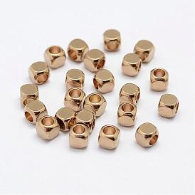 Brass Spacer Beads, Cube, Nickel Free