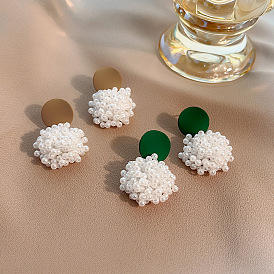 Classic Pearl Earrings with Colorful Needle - Winter Luxury, Elegant, Versatile.