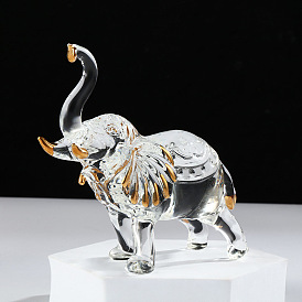 Handmade Lampwork Carved Elephant Figurines, for Home Office Desk Decorations