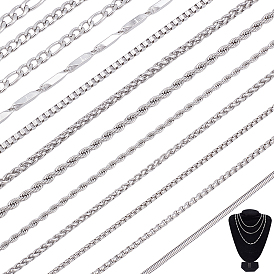 12 шт. 12 стили 304 ожерелья из нержавеющей стали, не тускнеет, цвет нержавеющей стали