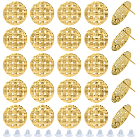 Ионное покрытие (ip) 304 детали серьги-гвоздики из нержавеющей стали, круглые, текстура, с петлей и пластиковыми ушными гайками