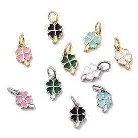 Латунь эмаль подвески, клевер амулеты, стойки покрытие, долговечный, без кадмия и без свинца, настоящий 18k позолоченный/платиновый, с целью перехода в кольце