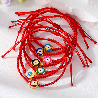 Colorful Vintage Eye Handmade Red Rope Braided Bracelet Jewelry with Demon Eye Charm
