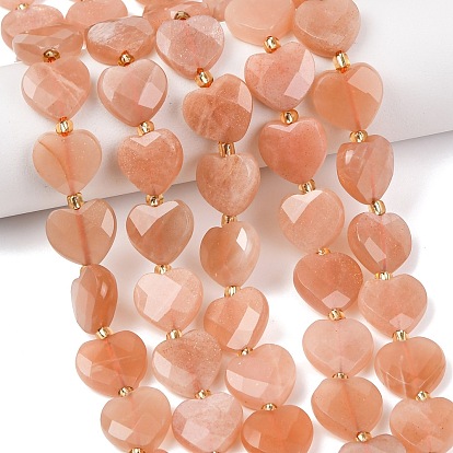 Натуральный Sunstone бисер пряди, сердце, граненые, с бисером