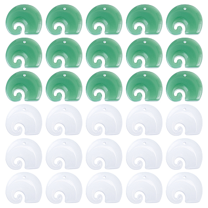 60Pcs 2 Colors Imitation Jade Glass Pendants, Elephant