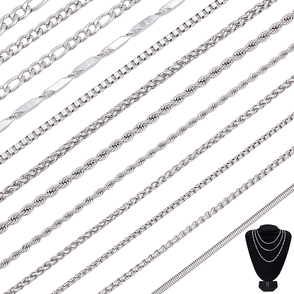 12 шт. 12 стили 304 ожерелья из нержавеющей стали, не тускнеет, цвет нержавеющей стали