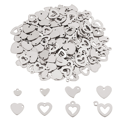 304 Stainless Steel Charms, Heart