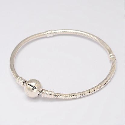 925 Sterling Silver European Style Bracelets for Jewelry Making, 185mm(7.28 inch)