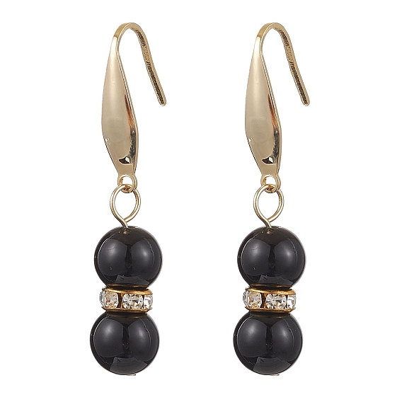 Женские серьги с подвесками из натурального черного оникса со стразами, круглые