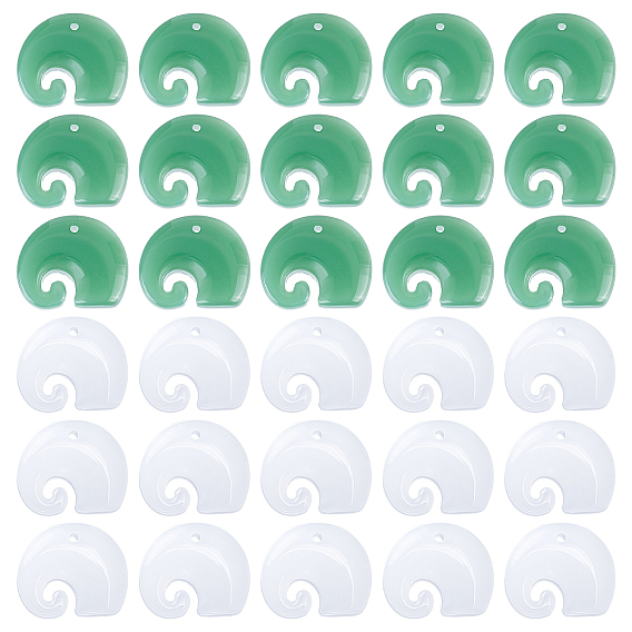 60Pcs 2 Colors Imitation Jade Glass Pendants, Elephant