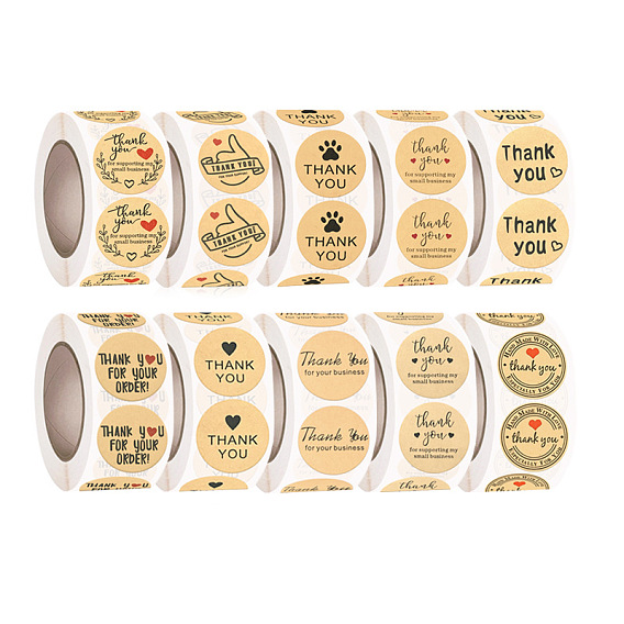 500шт. Бумага с наклейками «Спасибо» в рулонах, Самоклеящиеся подарочные наклейки с круглыми точками, для партии, декоративные подарки