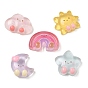 Sky Theme Transparent Resin Cabochons, Sun Moon Star Cloud Rainbow