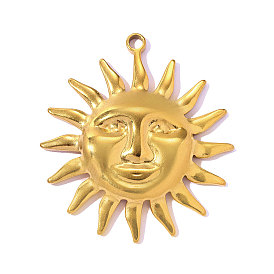 304 подвески из нержавеющей стали, Солнце с очарованием лица, ионное покрытие (ip), долговечный