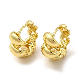Rack Plating Brass Twist Hoop Earrings for Women, Lead Free & Cadmium Free