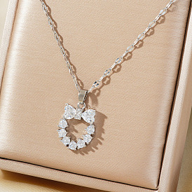 Милые полые ожерелья для женщин из латуни с кристаллами и стразами в виде кошек