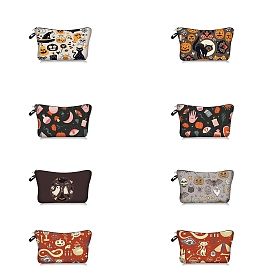 Hallowmas Theme Polyester Bag, Multipurpose Travel Toiletry Pouch with Metal Zipper, Rectangle