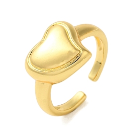 Heart Brass Open Cuff Rings for Women, Adjustable