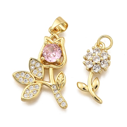 Стойка металлическая латунная микропрофилированная кубическая циркония подвески, цветок, с целью перехода в кольце, без кадмия и без свинца, долговечный, реальный 18 k позолоченный