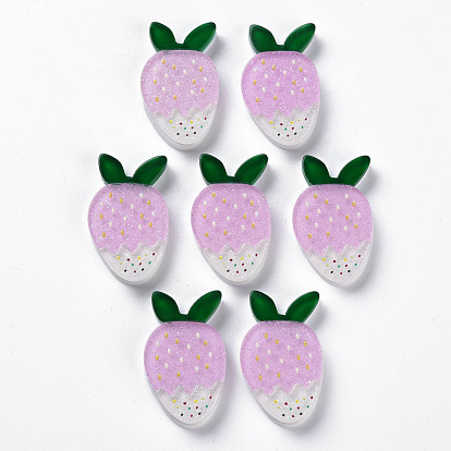 Cellulose Acetate(Resin) Decoden Cabochons, with Glitter Powder, Strawberry
