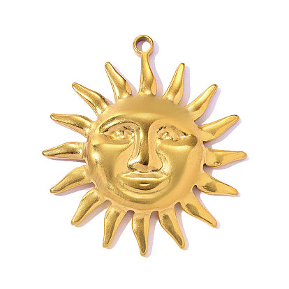 304 подвески из нержавеющей стали, Солнце с очарованием лица, ионное покрытие (ip), долговечный