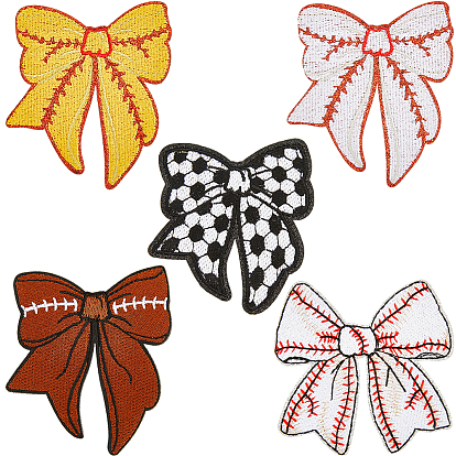 5 шт. 5 стили полиэстер вышивка нить приклеивание/пришивание заплаток, аппликации из ткани, бантом