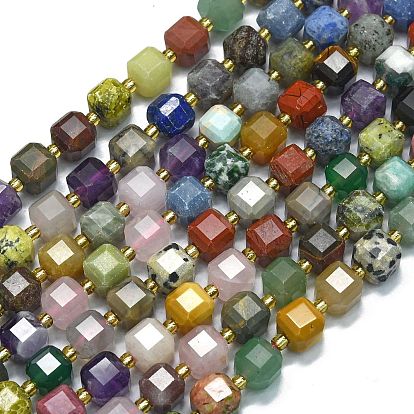 Природные смешанные камень бисер пряди, с бисером, граненый стол, вырезанный куб