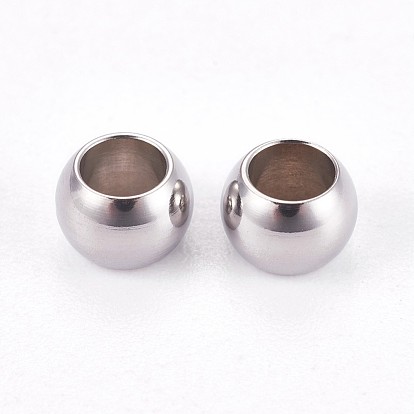 304 Stainless Steel Smooth Spacer Beads, Rondelle, 5x3mm, Hole: 3mm