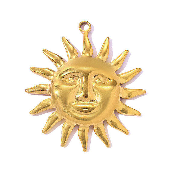 304 подвески из нержавеющей стали, Солнце с очарованием лица, ионное покрытие (ip), долговечный