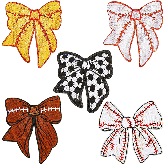 5 шт. 5 стили полиэстер вышивка нить приклеивание/пришивание заплаток, аппликации из ткани, бантом