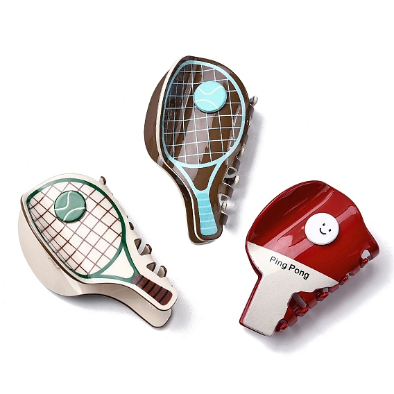 Акриловые заколки-коготь для волос для женщин и девочек, теннисные ракетки/ракетки для настольного тенниса, с железной фурнитурой