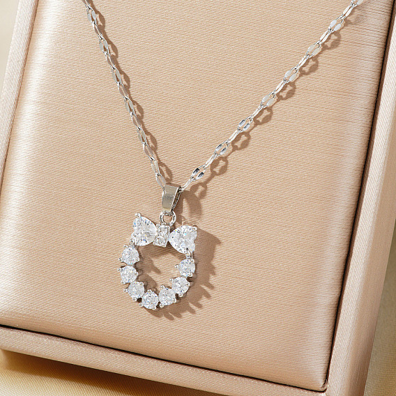 Милые полые ожерелья для женщин из латуни с кристаллами и стразами в виде кошек