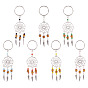 14шт 7 цвета сплава и стекла брелок для ключей, с 304 кольцами из нержавеющей стали