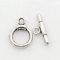 Tibetan Style Alloy Ring Toggle Clasps, Ring: 16x12x3mm, Hole: 1.5mm, Bar: 17x6x3mm, Hole: 1.5mm
