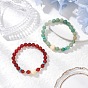 Natural Carnelian and Natural Green Aventurine Stretch Bracelets