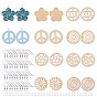 DIY Hollow Dangle Earring Making Kits, with Undyed Laser Cut Wood Pendants and Brass Earring Hooks, Mixed Shape