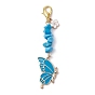 Décoration de pendentifs en émail en alliage papillon, puces de pierres précieuses, perles de lave naturelle et fermoirs à pinces de homard