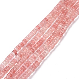 Cherry Quartz Glass Beads Strands, Flat Round