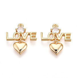 Латунные микро проложить кубического циркония подвески, слова любви и сердечки