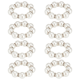 Fingerinspire Stretch Napkin Rings, Napkin Holder Adornment, with Brass & Plastic Pearl Beads, for Place Settings, Wedding & Party Decoration