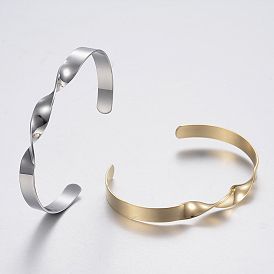 304 Stainless Steel Cuff Bangles, Twisted