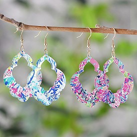 Акриловые серьги-подвески в виде цветка, золотые