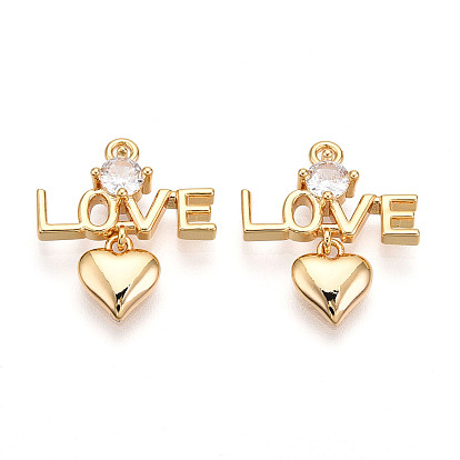 Латунные микро проложить кубического циркония подвески, слова любви и сердечки