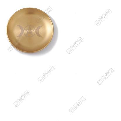 1Pc 201 Stainless Steel Candle Holder, Tarot Theme Tealight Tray, Home Tabletop Centerpiece Decoration, Flat Round